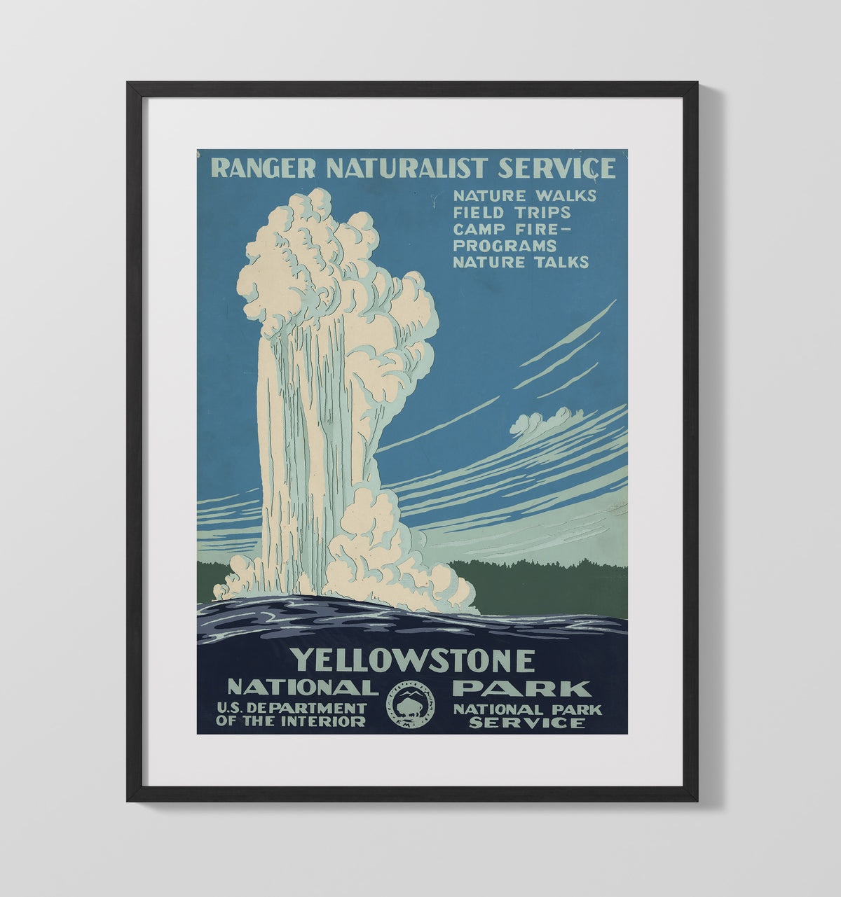 Yellowstone - Old Faithful in Action 16x20 Gallery Frame national park wall art
