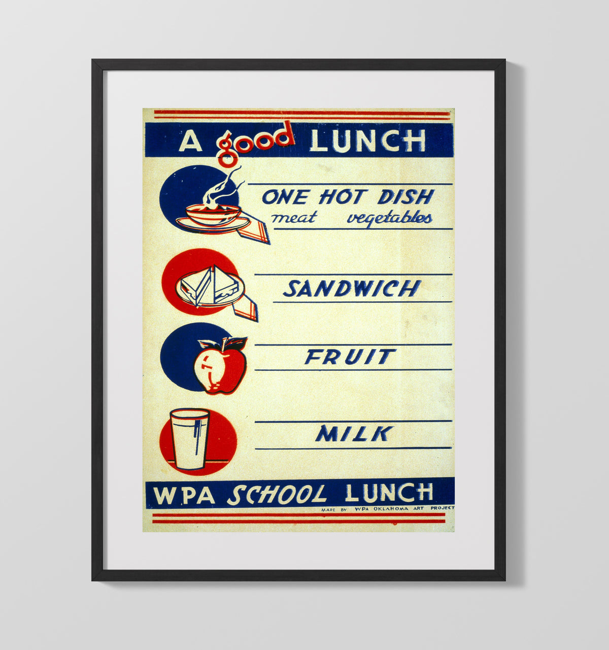 A Good Lunch - School Fuel WPA poster wall art 16x20 Gallery Frame