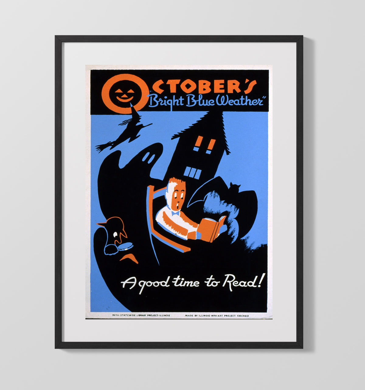 A Good Time to Read - Haunted Pages WPA poster wall art 16x20 Gallery Frame