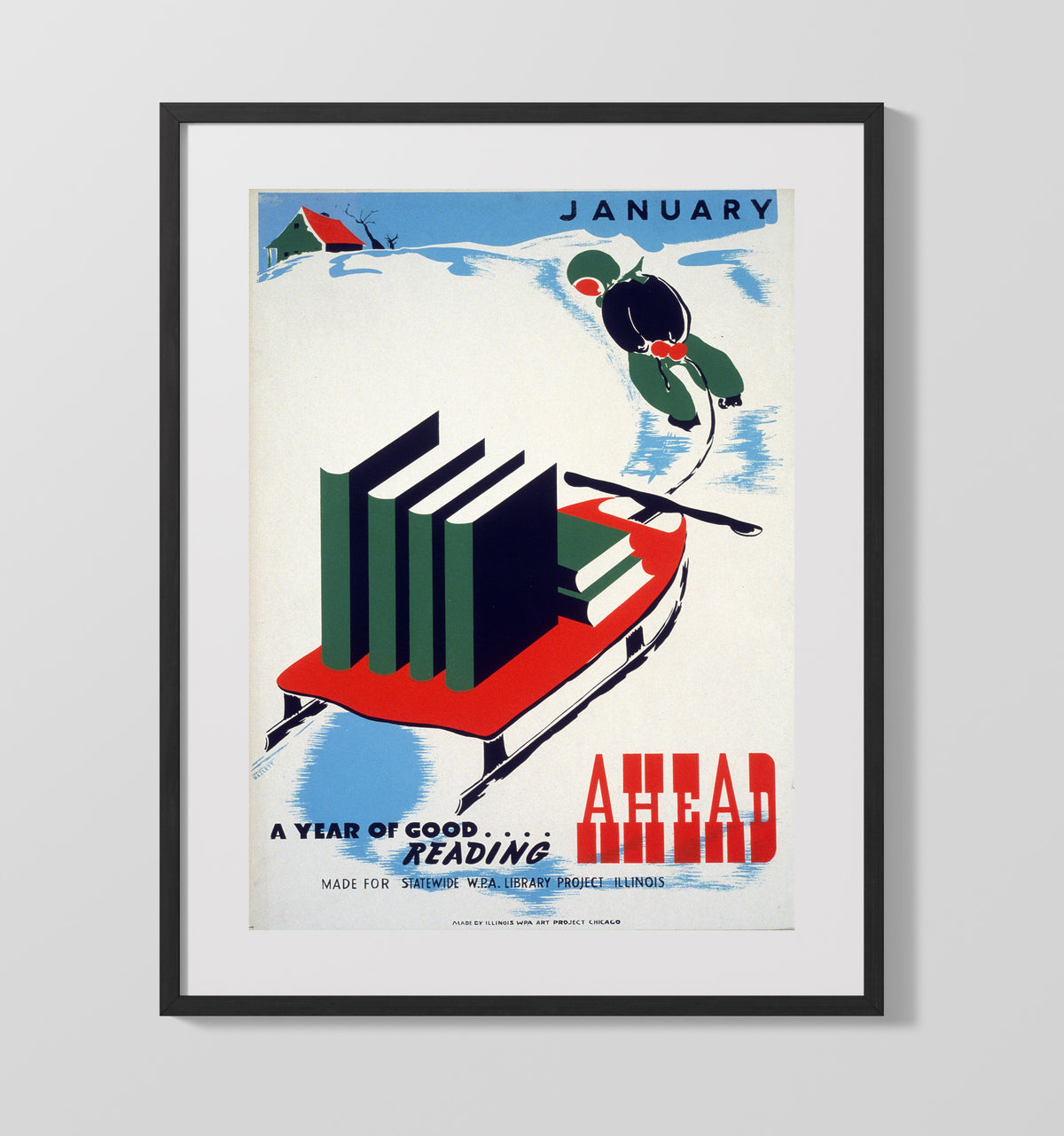 A Good Year of Reading Ahead WPA poster wall art 16x20 Gallery Frame