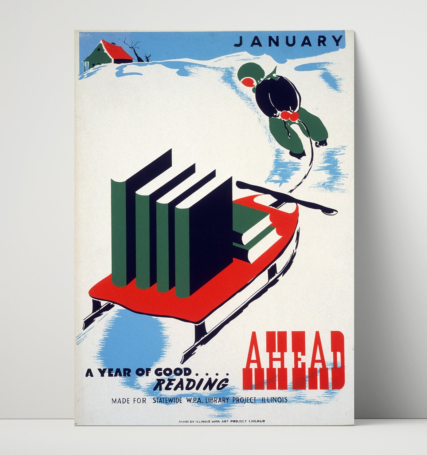 A Good Year of Reading Ahead Vintage WPA Wall Art - 16x20 Unframed Print