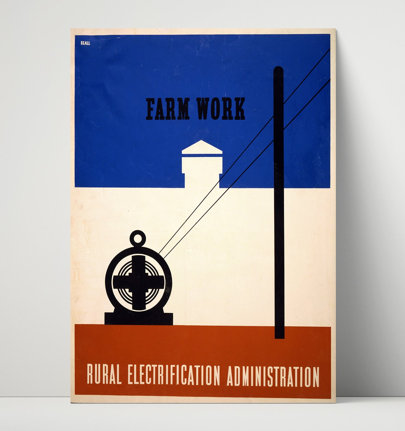 Farm Work - Wired for Fields Vintage WPA Wall Art - 16x20 Unframed Print