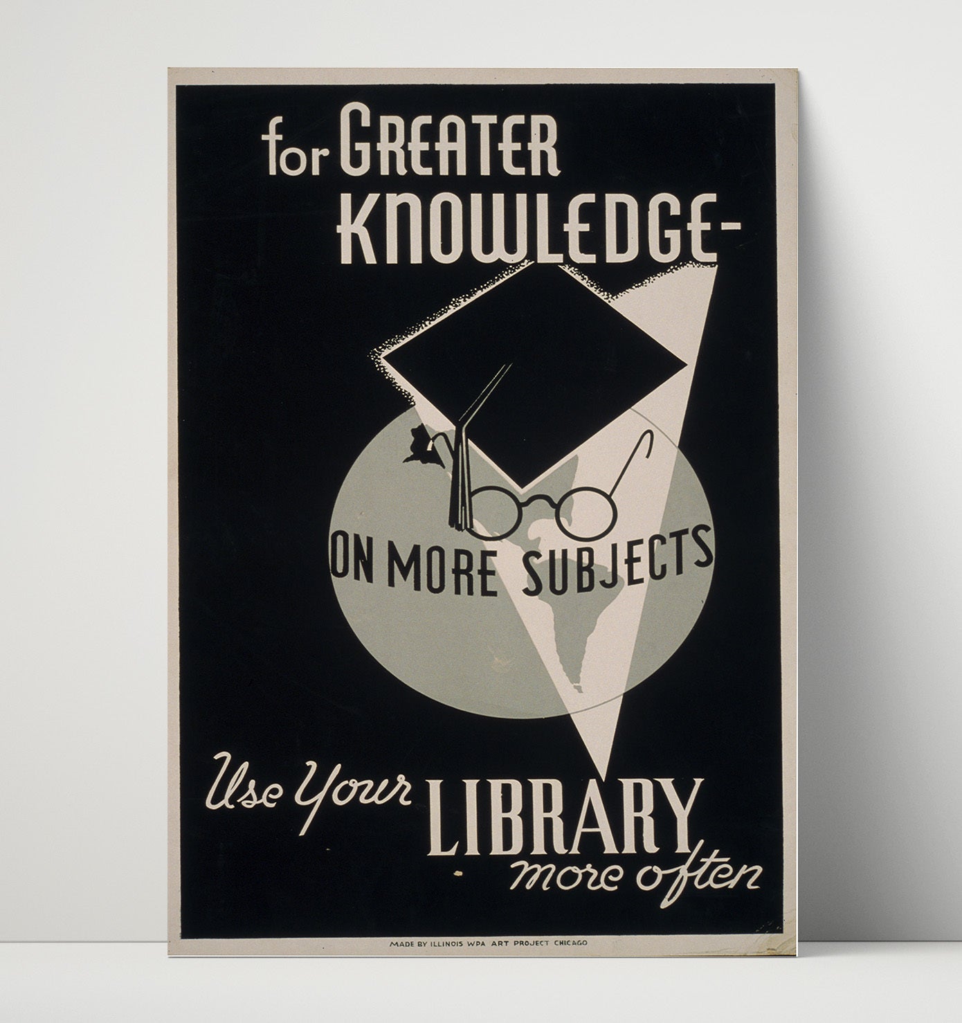 For Greater Knowledge Use Your Library Vintage WPA Wall Art - 16x20 Unframed Print