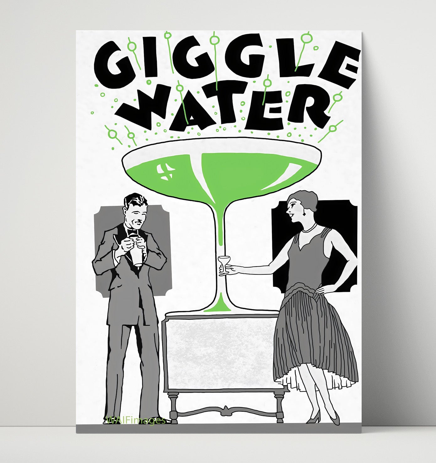 Giggle Water - Bubbly Times Vintage WPA Wall Art - 16x20 Unframed Print