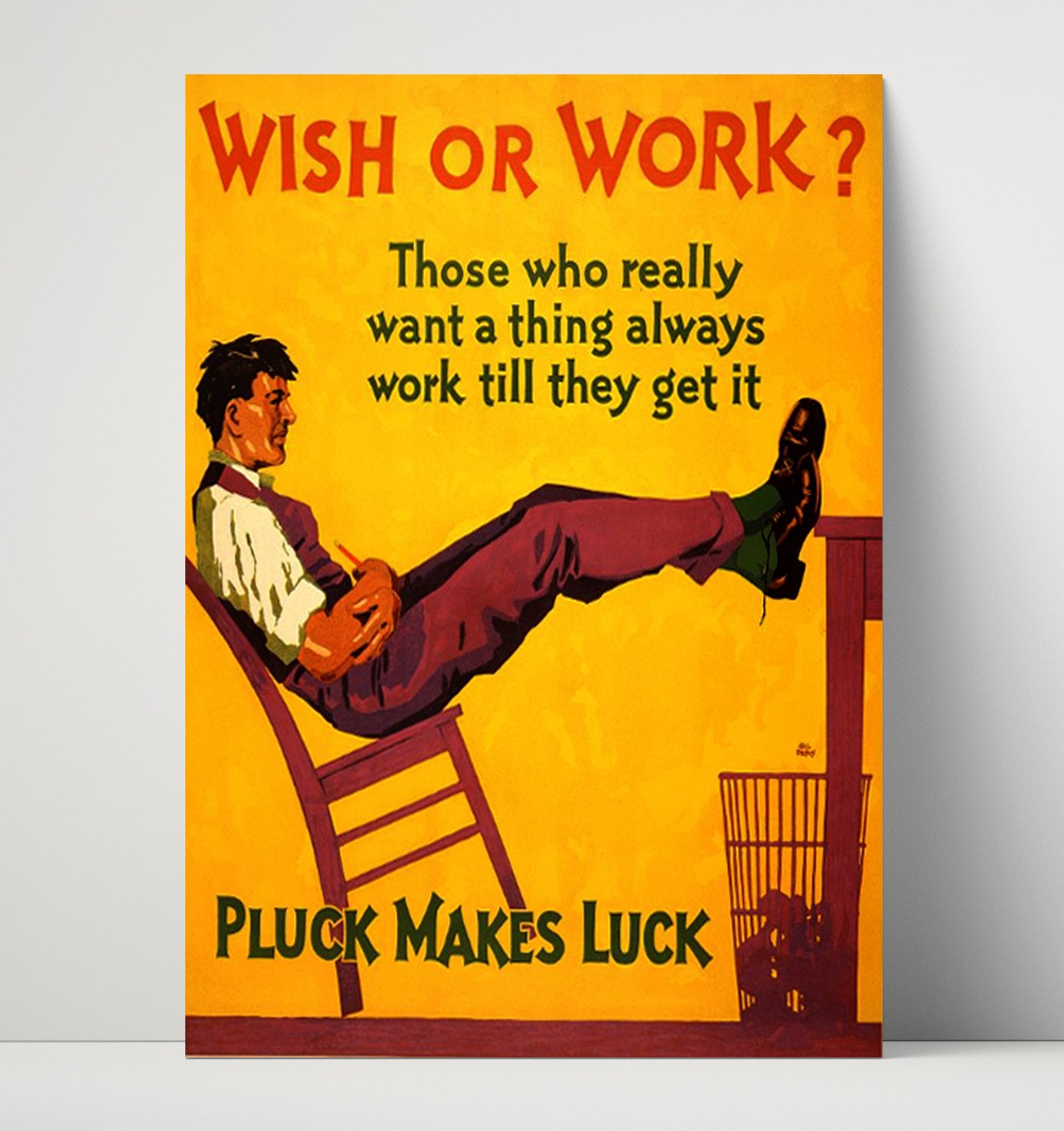 Hard Work and Motivation Pluck Makes Luck Vintage WPA Wall Art - 16x20 Unframed Print