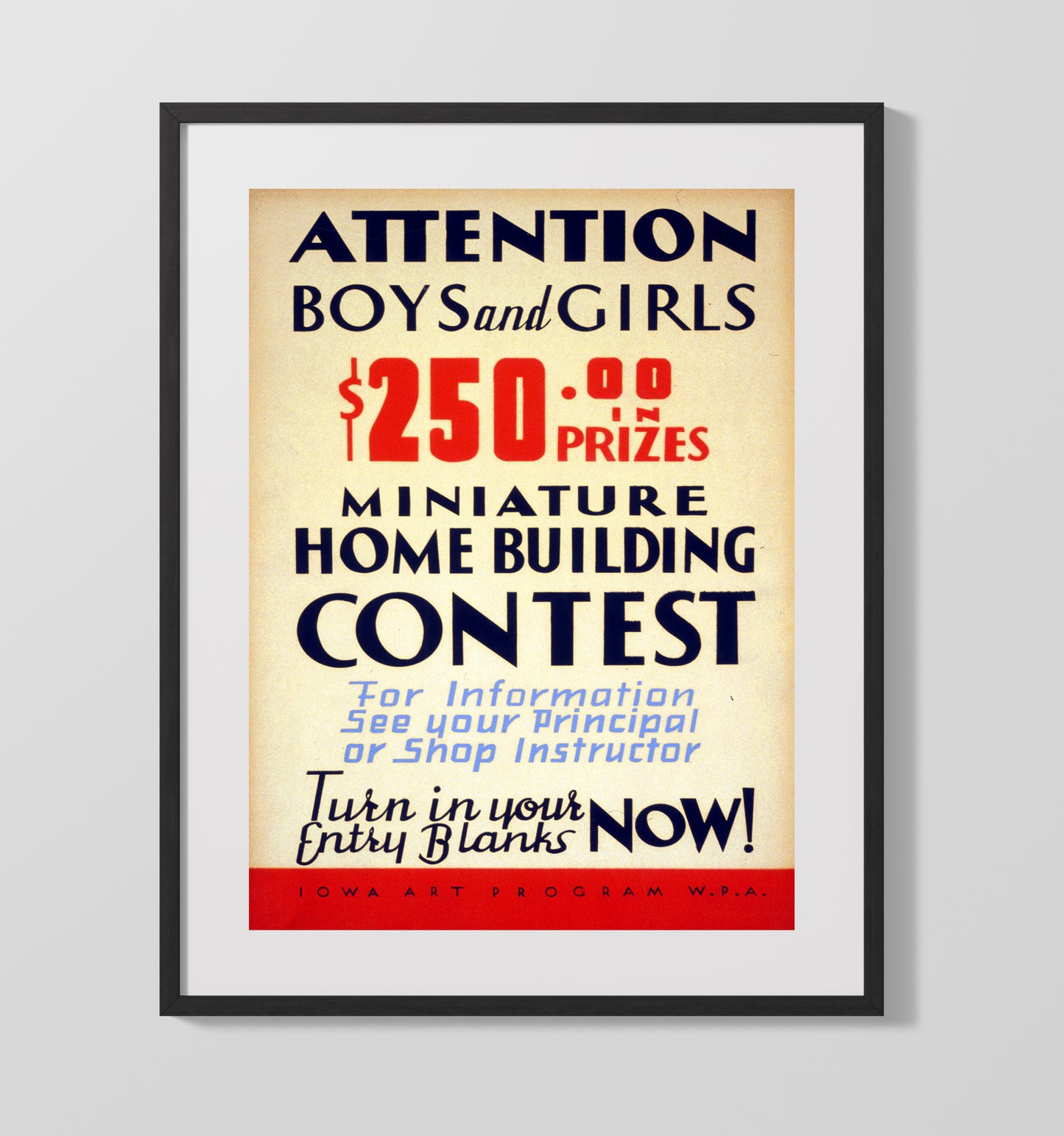 Home Building Contest - Tiny homes big prizes WPA poster wall art 16x20 Gallery Frame