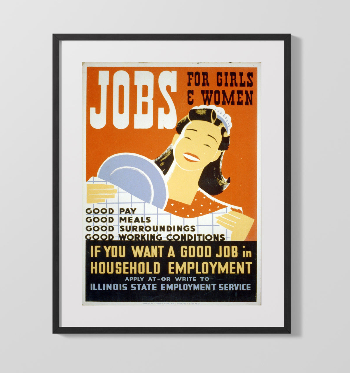 Jobs for Girls and Women - Good jobs good vibes WPA poster wall art 16x20 Gallery Frame