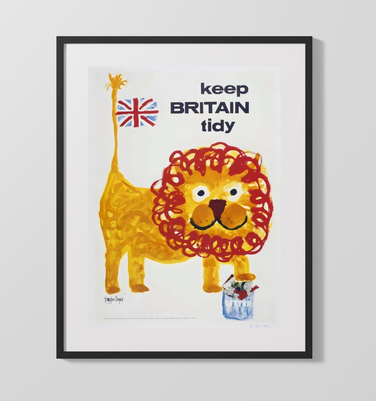 Keep Britain Tidy Lion - Roaring Clean WPA poster wall art 16x20 Gallery Frame