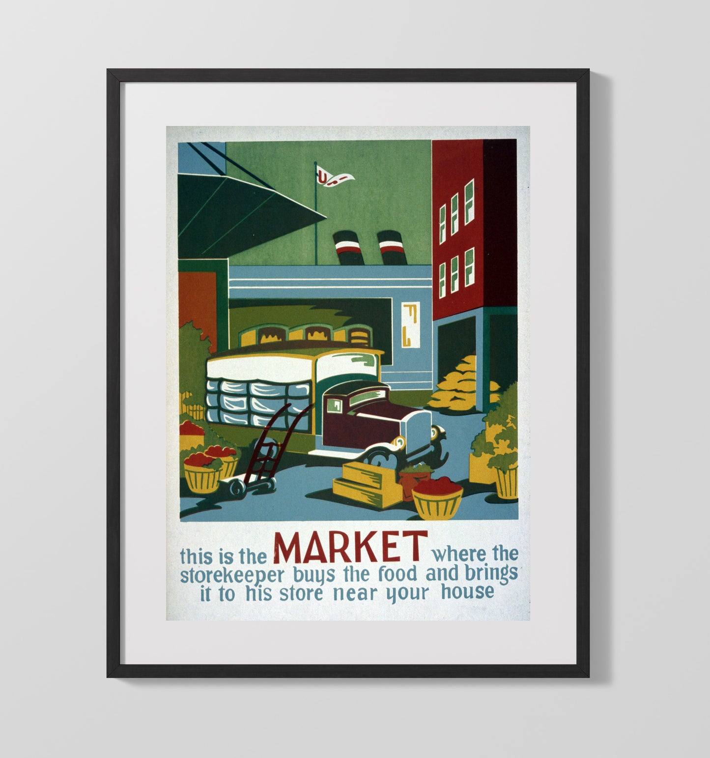 Market WPA poster wall art 16x20 Gallery Frame