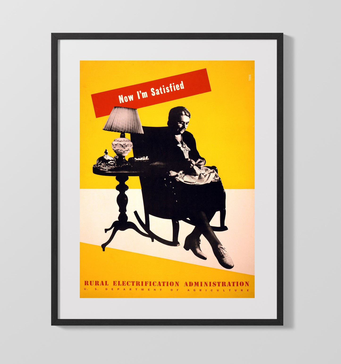 Now I'm Satisfied - Power at Home WPA poster wall art 16x20 Gallery Frame