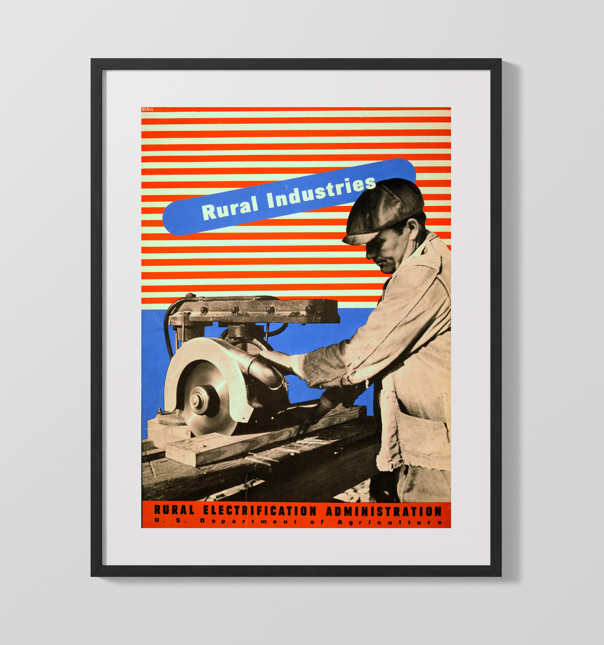 Rural Industries - Work in Progress WPA poster wall art 16x20 Gallery Frame