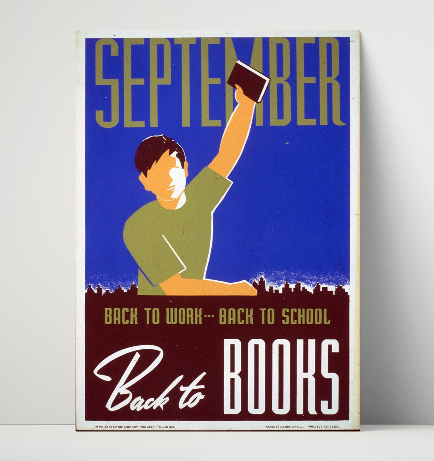 September Books - Back to Books Vintage WPA Wall Art - 16x20 Unframed Print