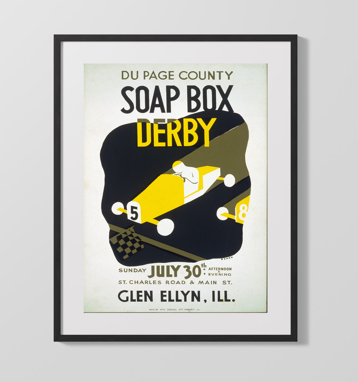Soap Box Derby WPA poster wall art 16x20 Gallery Frame