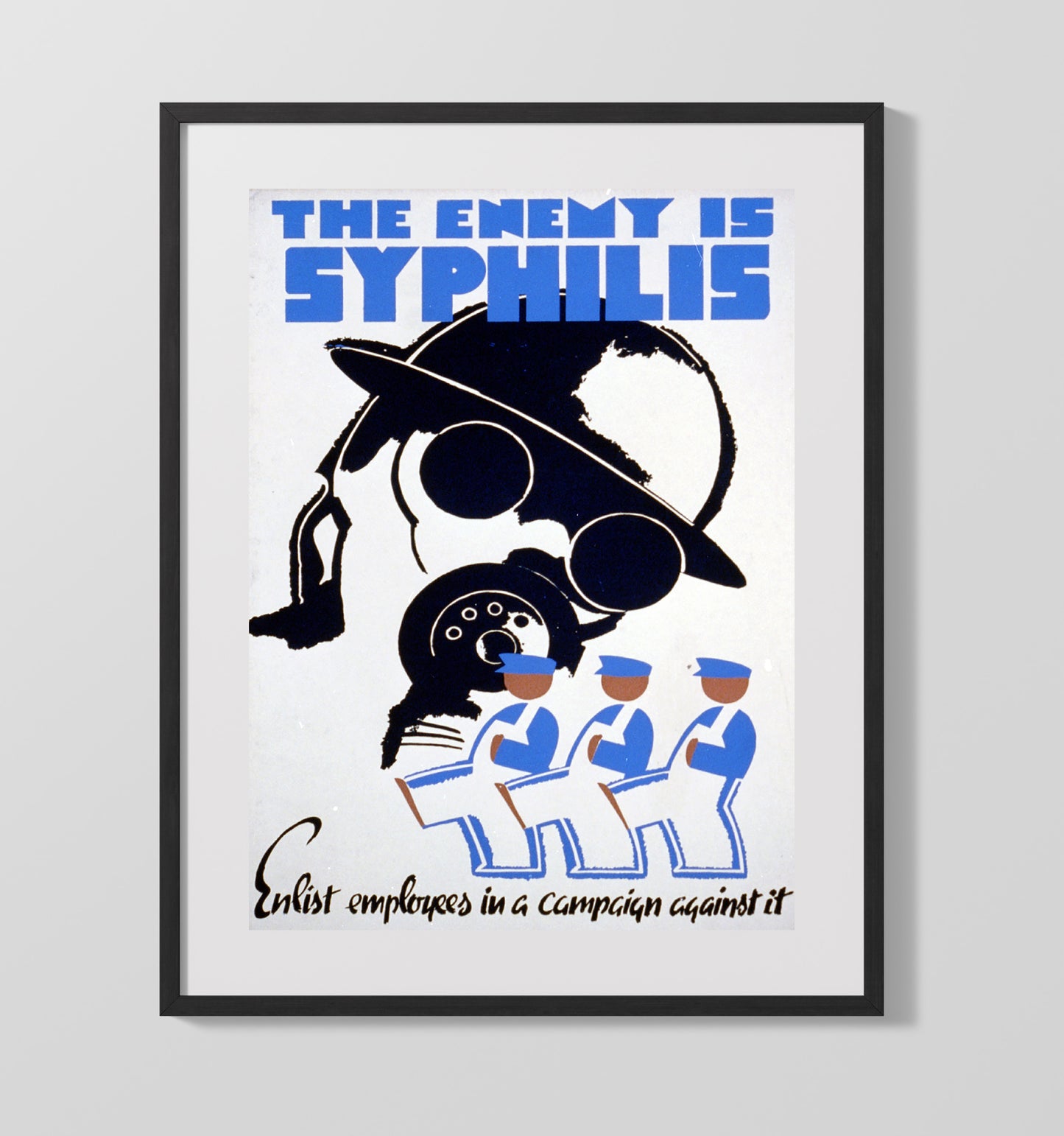 The Enemy is Syphilis WPA poster wall art 16x20 Gallery Frame