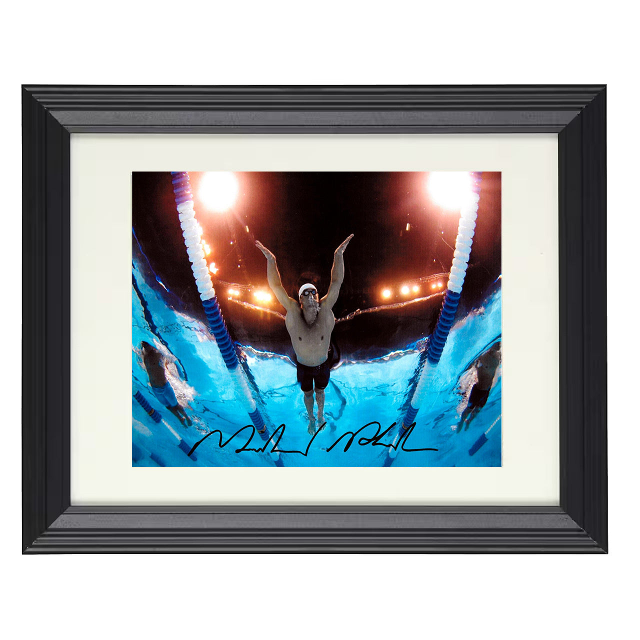 Michael Phelps – Butterfly Dive Start Spotlight 8x10 matted black framed Olympic wall art