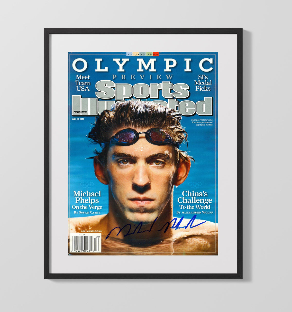 Michael Phelps - Olympic Focus SI Cover 2008 Olympic Wall Art - Olympics Framed Print