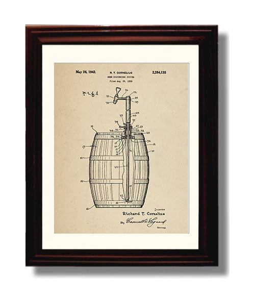 Beer Dispensing System - 1942 Patent - 8x10 Beveled Frame