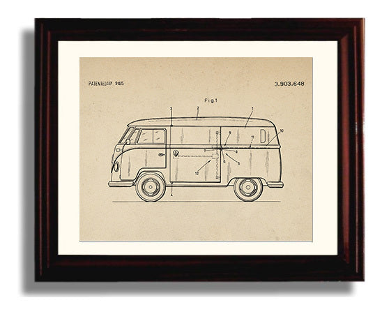 Camper Van Sliding Door System - 1975 Patent - 8x10 Beveled Frame