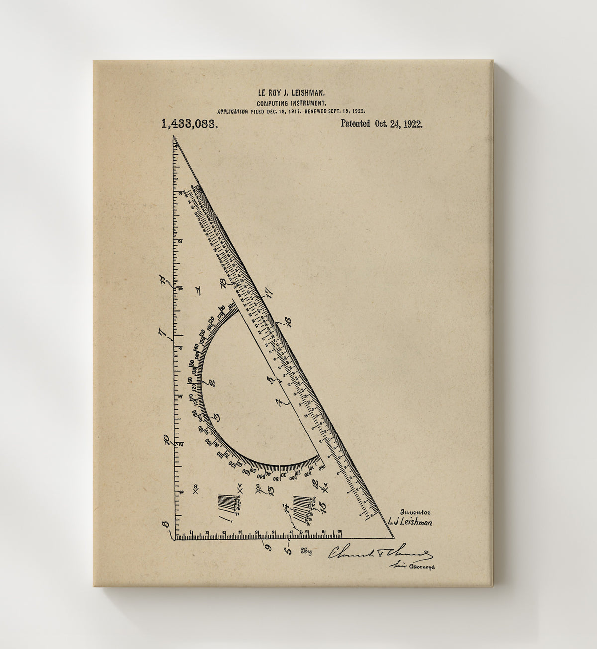 Computing Instrument - 1922 Patent - 20x24 Canvas