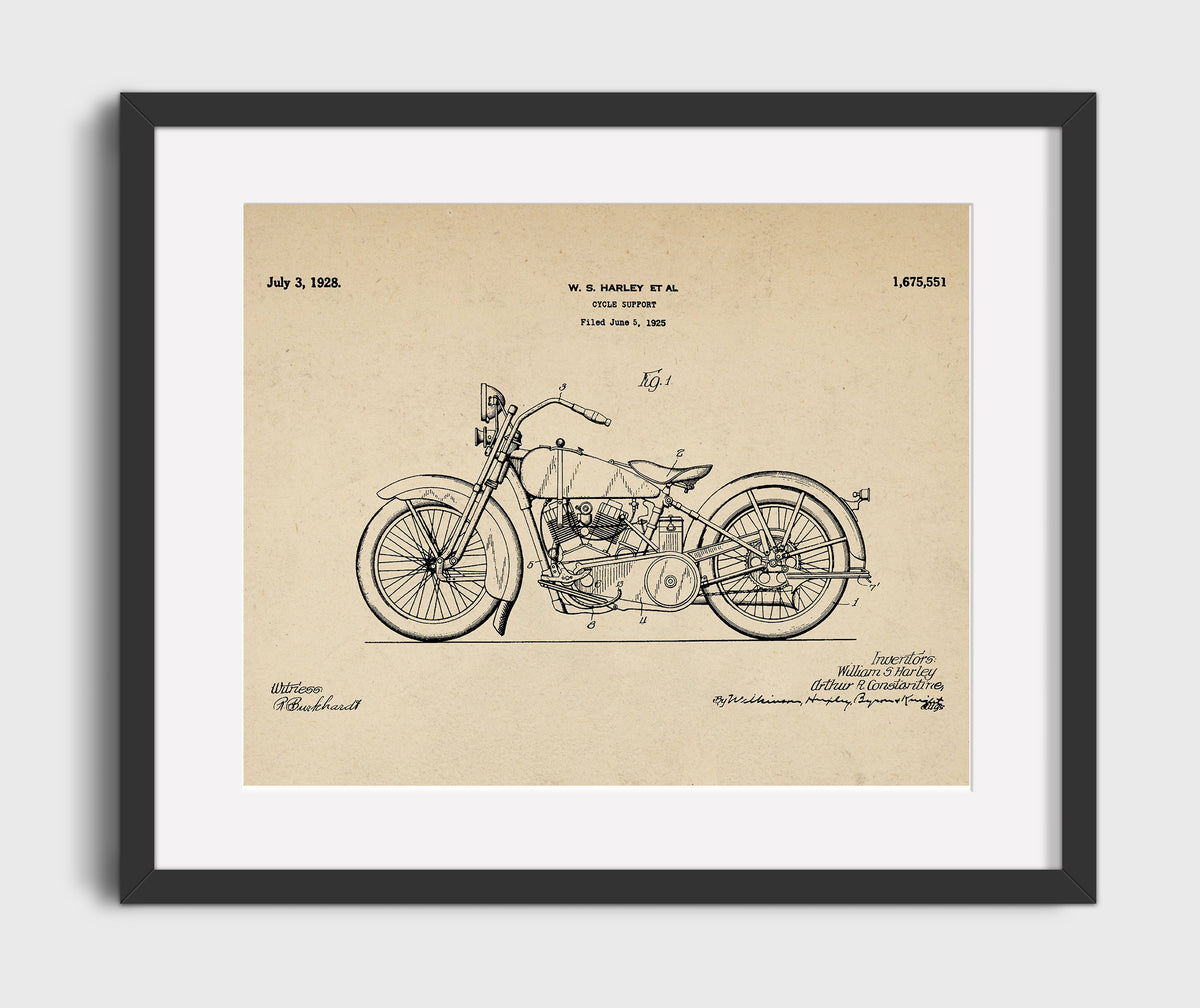 Cycle Support 1928 patent print wall art 16x20 Gallery Frame