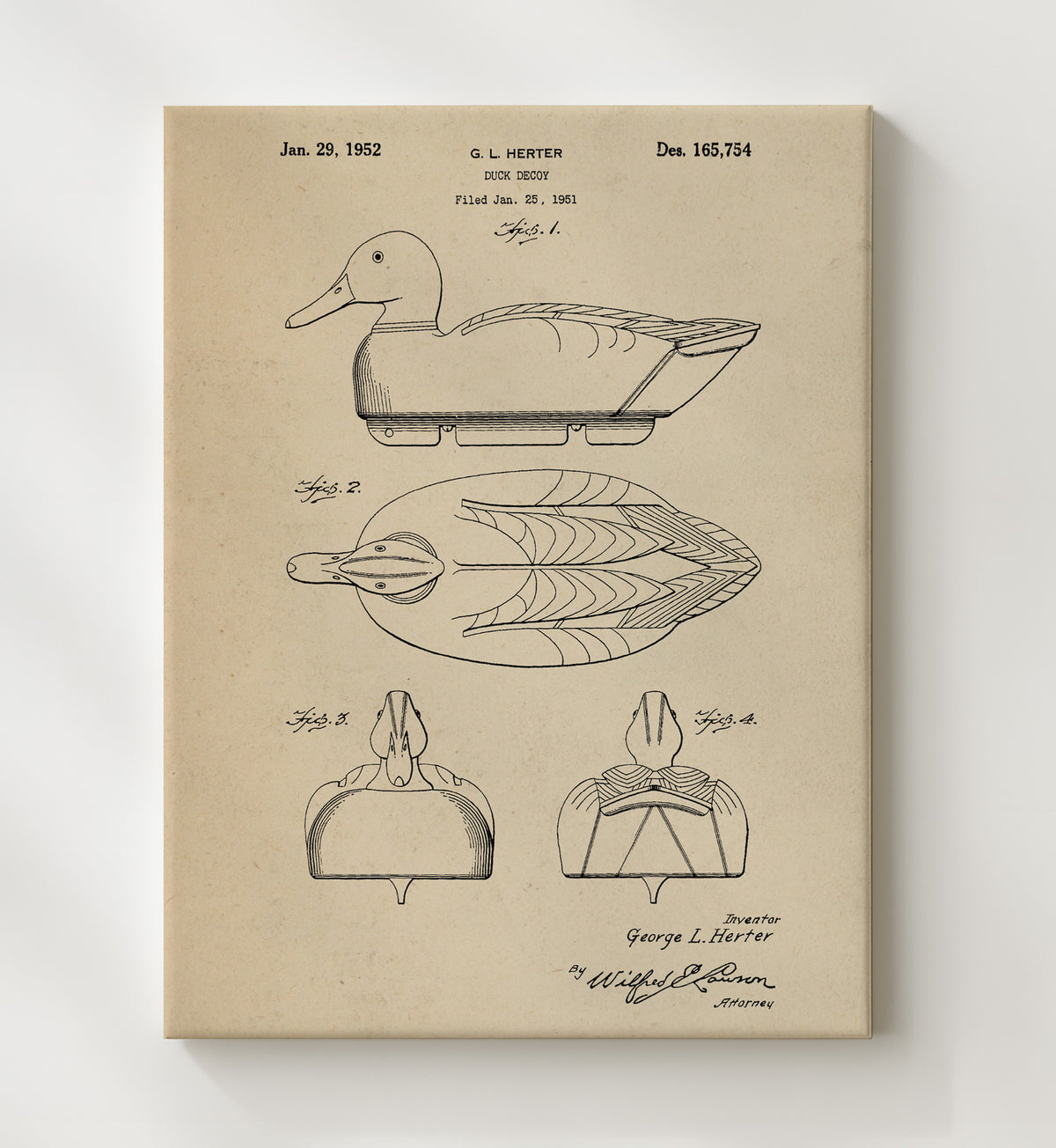 Duck Decoy - 1952 Patent - 20x24 Canvas