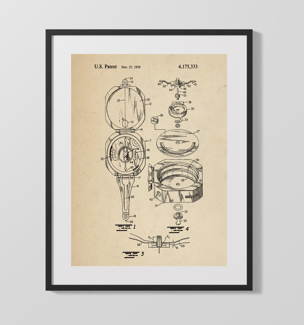 Fishing Reel 1979 patent print wall art 16x20 Gallery Frame