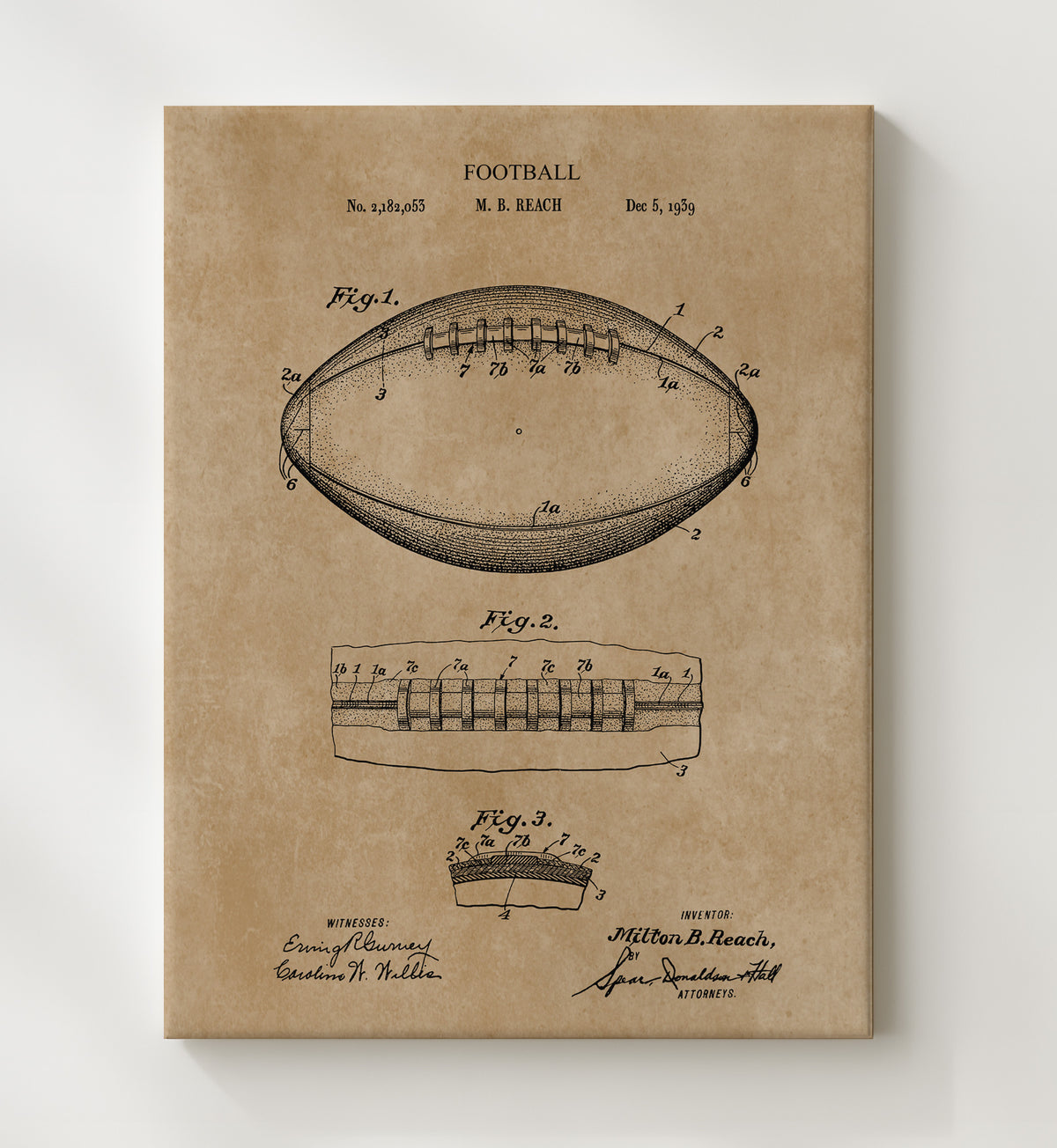 Football Patent - 20x24 Canvas