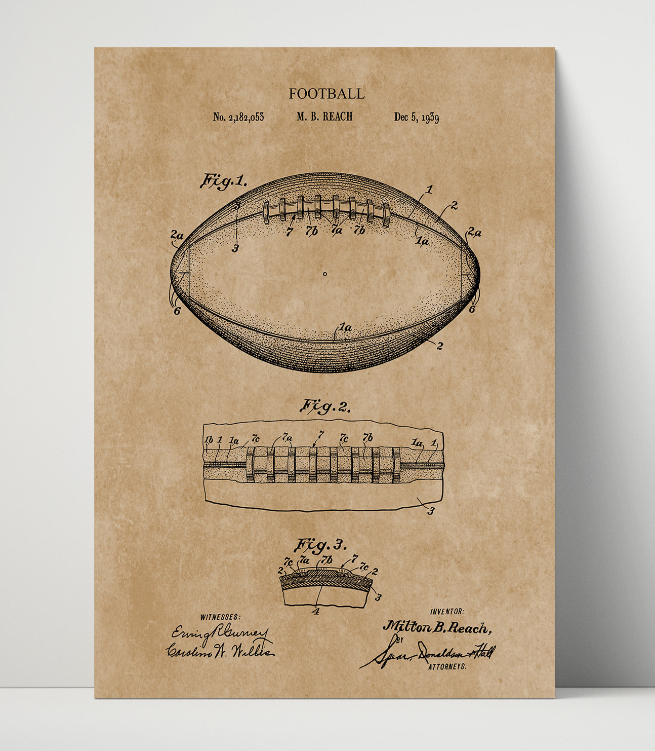 Patent Print - Football - Patent 1939 Patent Wall Art