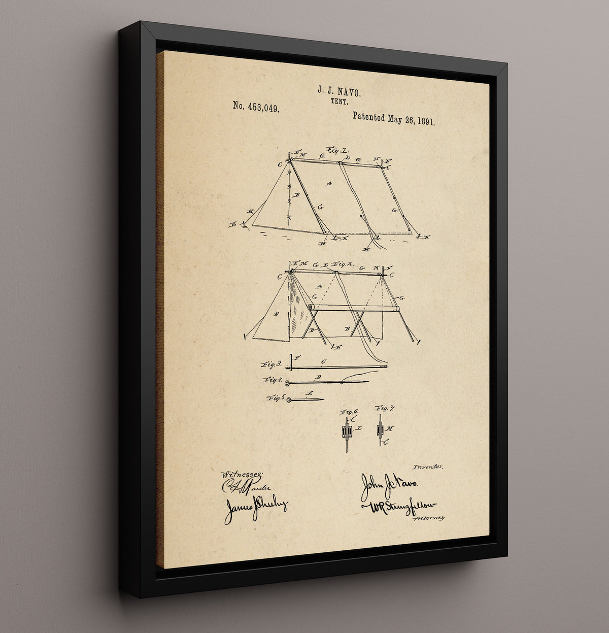 Tent Structure - 1891 Patent - 16x20 Framed Canvas