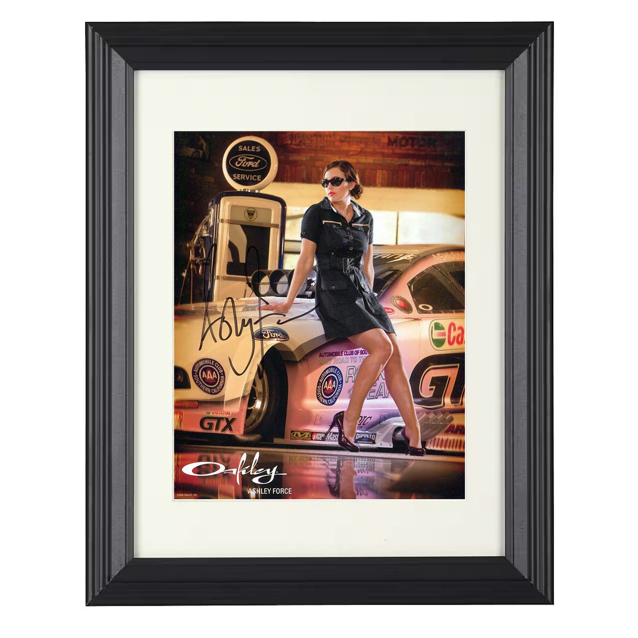 Ashley Force – Oakley Ford Funny Car Promotional Image 8x10 matted black framed racing wall art