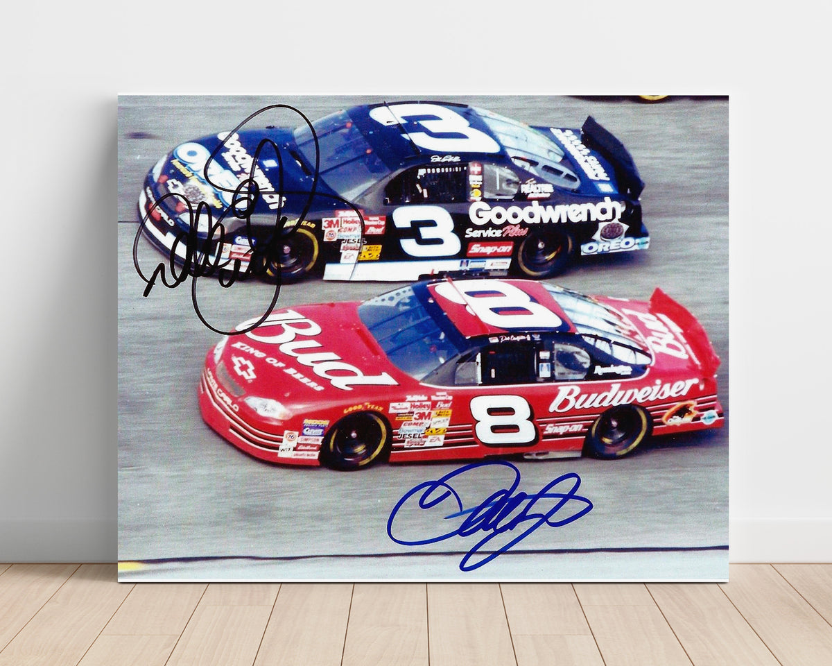 Dale Earnhardt Jr and Sr - Dual Cars - Gallery Frame racing wall art