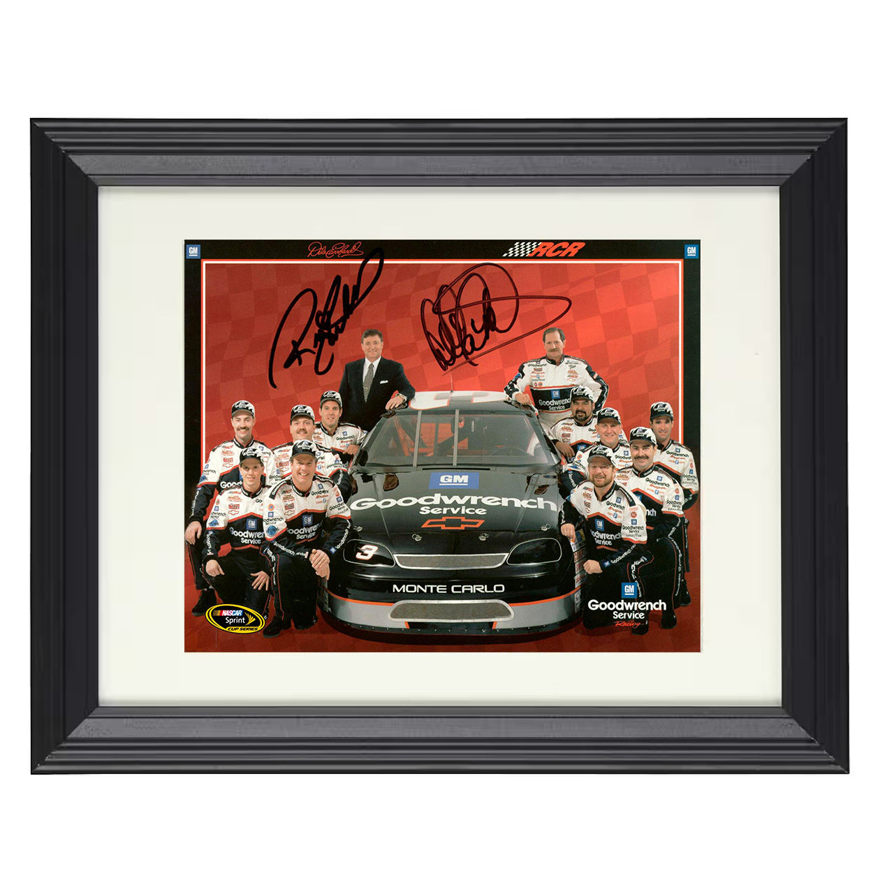 Dale Earnhardt & Richard Childress – Goodwrench Team 8x10 matted black framed racing wall art