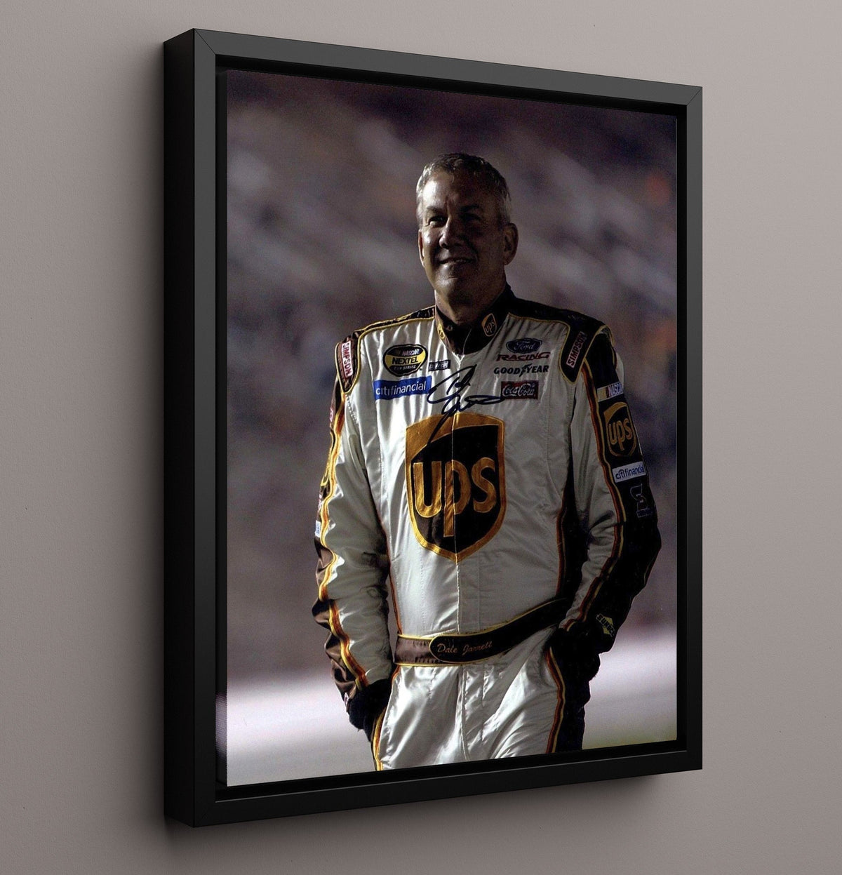 Dale Jarrett UPS Racing Driver - Framed Canvas racing wall art