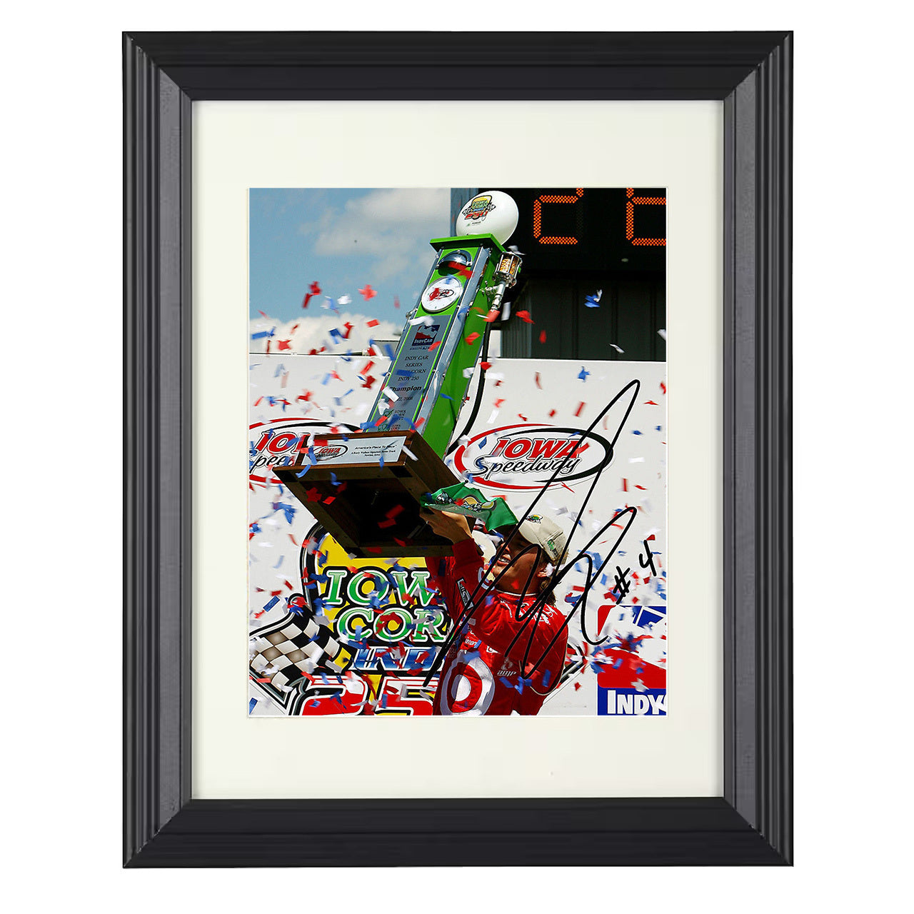 Dan Wheldon – IndyCar Victory Celebration 8x10 matted black framed racing wall art