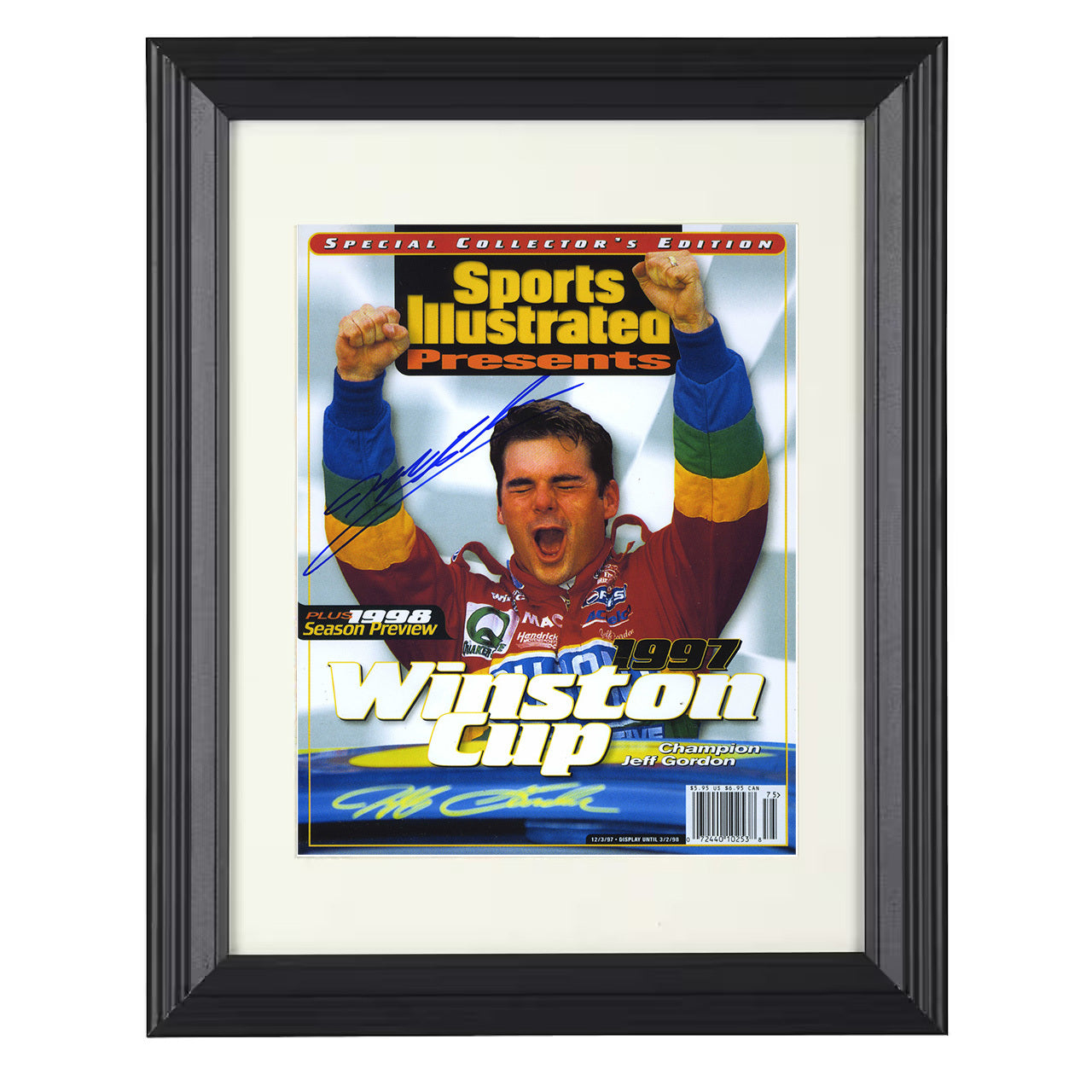 Jeff Gordon – Winston Cup Champion 1997 SI 8x10 matted black framed racing wall art