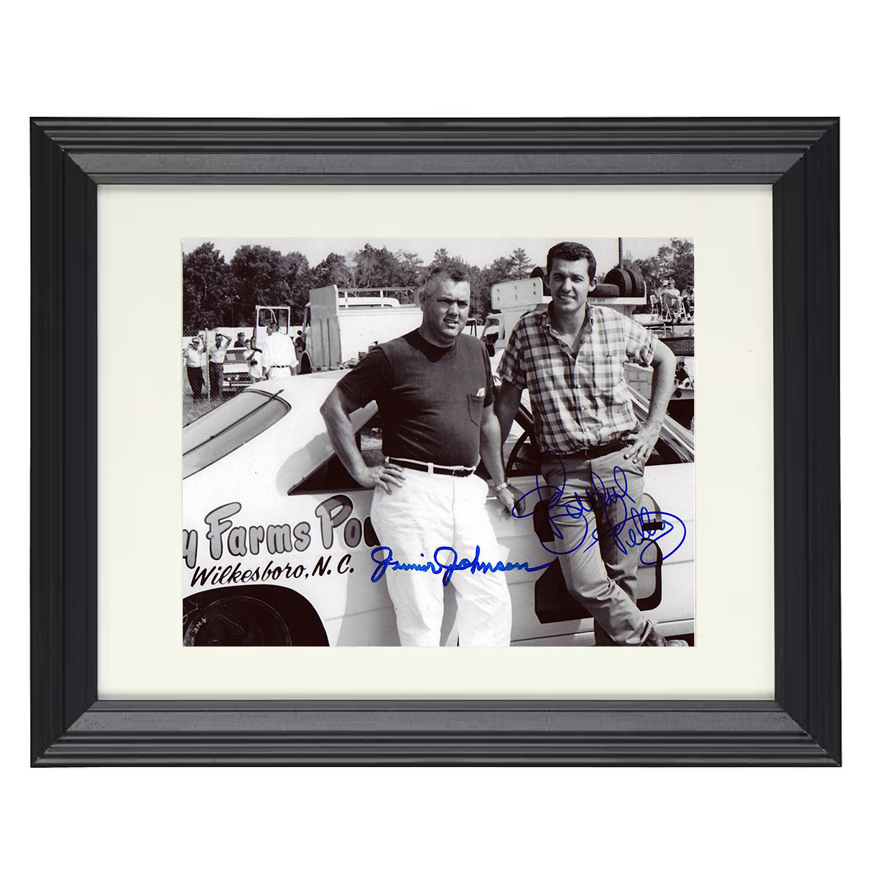 Junior Johnson and Richard Petty – Historic Image 8x10 matted black framed racing wall art