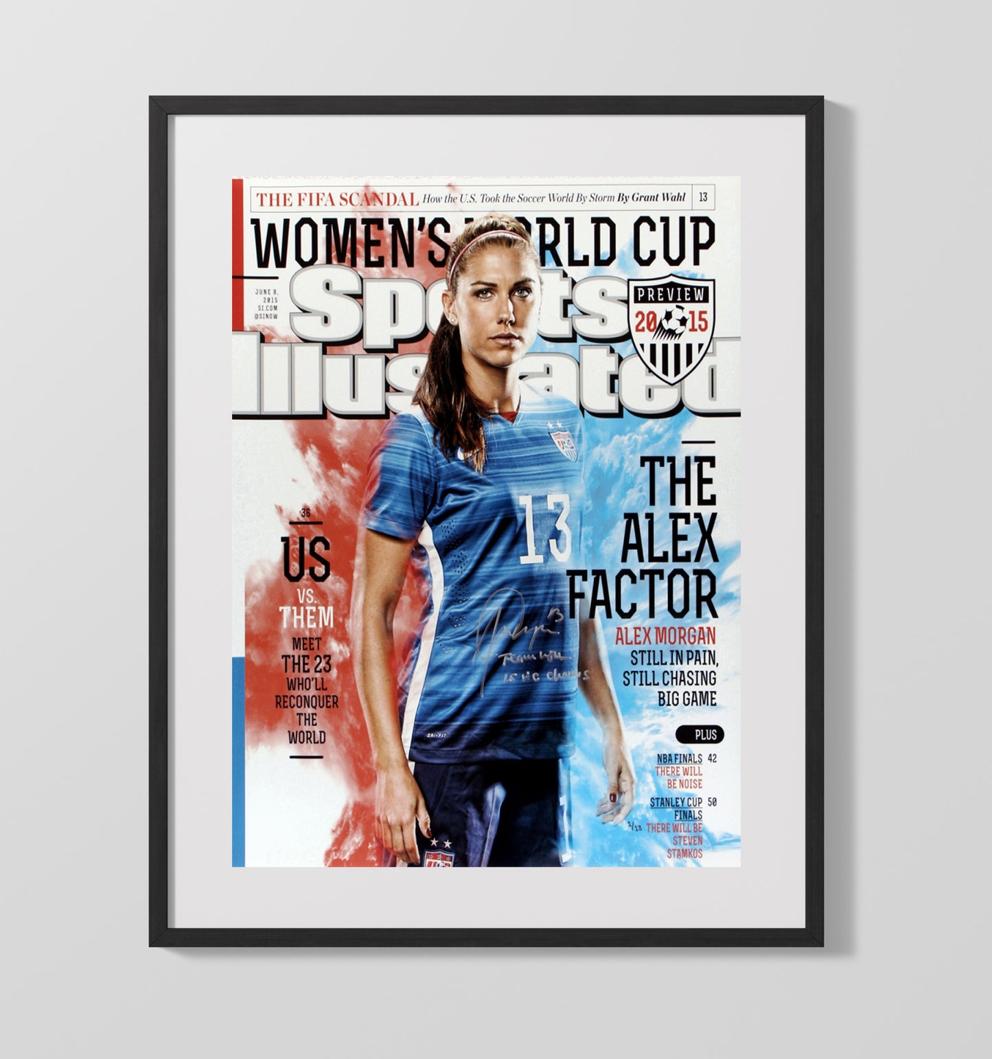 Alex Morgan USA World Cup Champion 2015 - Gallery Frame soccer wall art