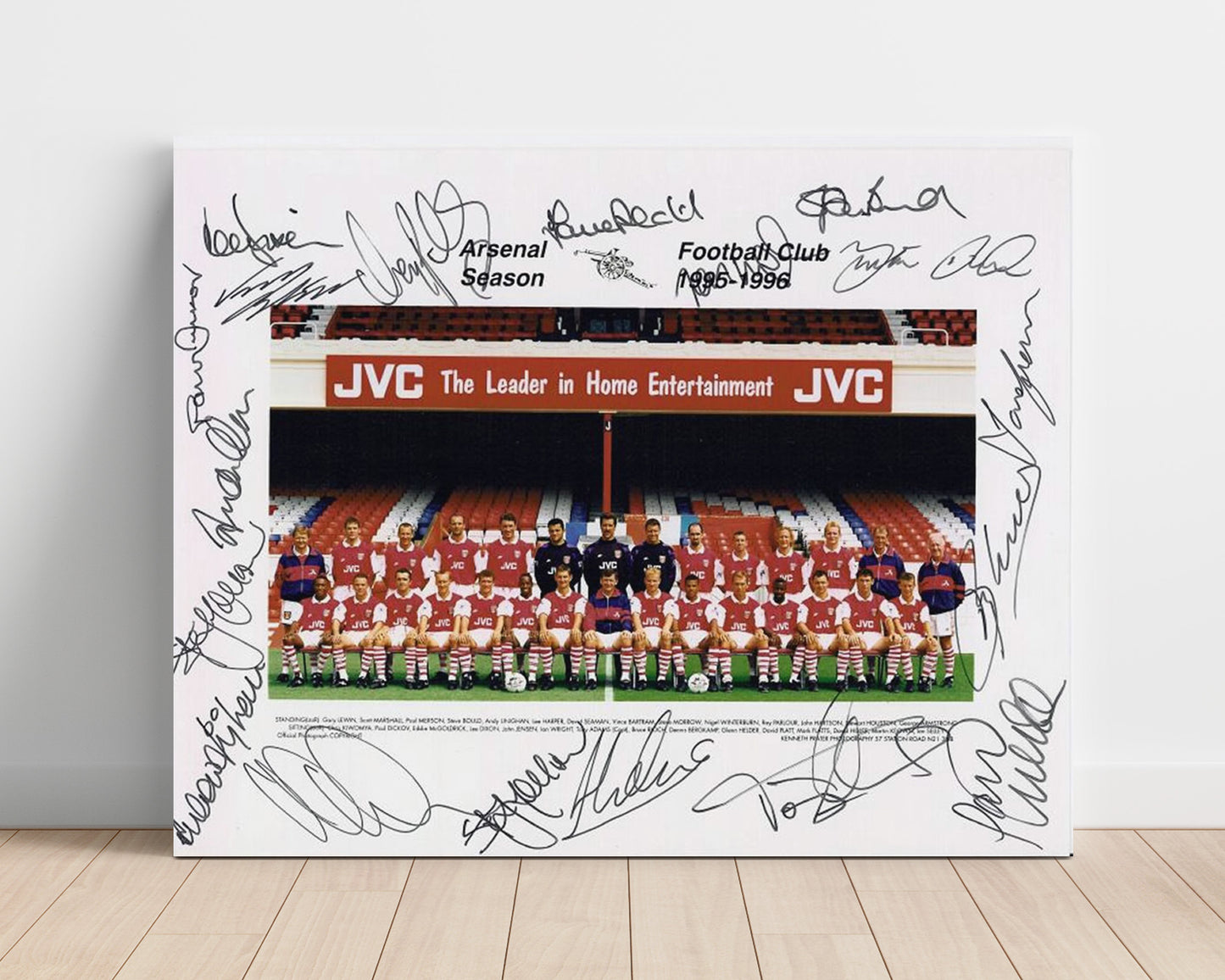 Arsenal 1995 1996 Squad Team Signed Photo Soccer Print 16x20 Unframed Print soccer wall art print – Soccer Prints decor