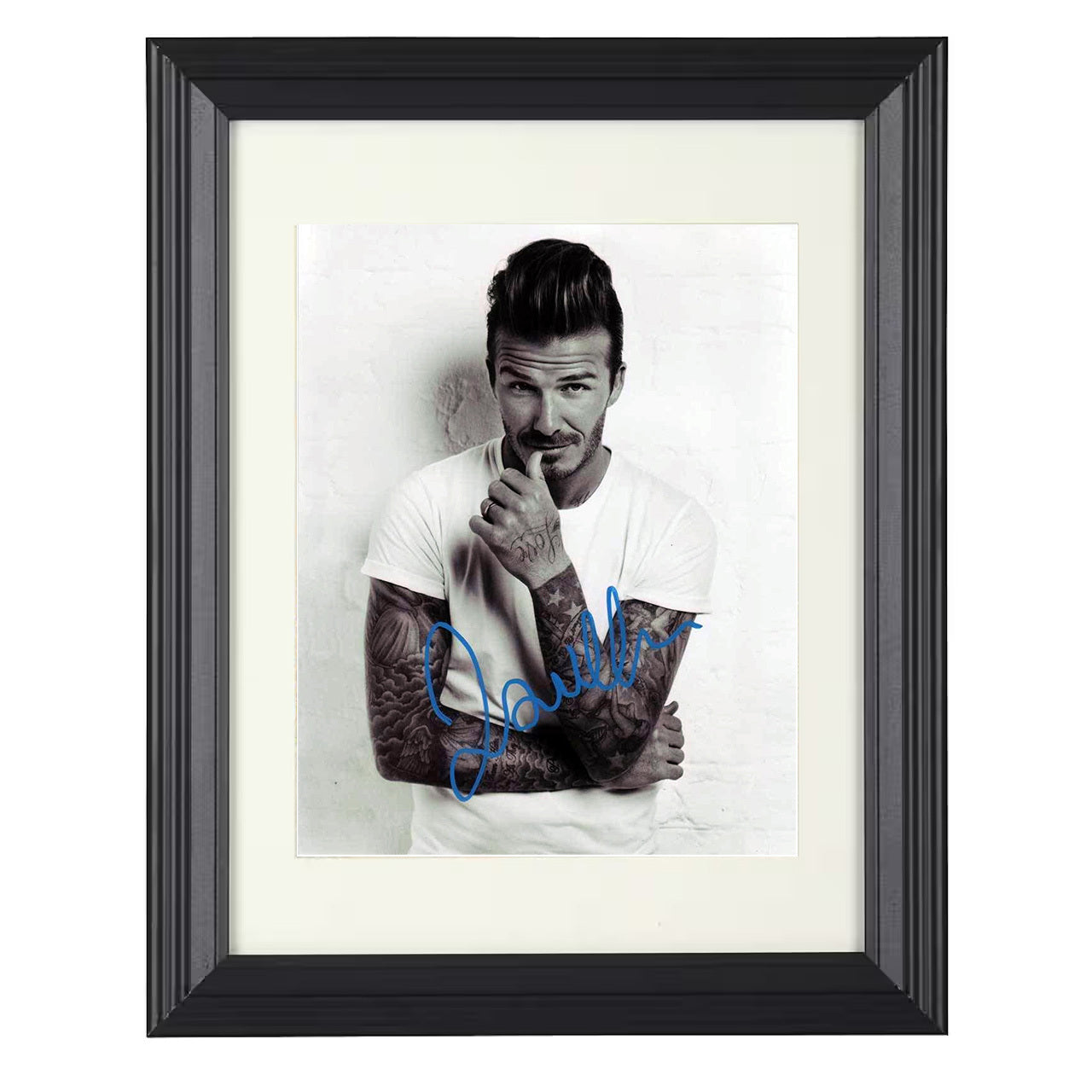 David Beckham – Editorial Image Tattoo Sleeve Monochrome 8x10 matted black framed soccer wall art