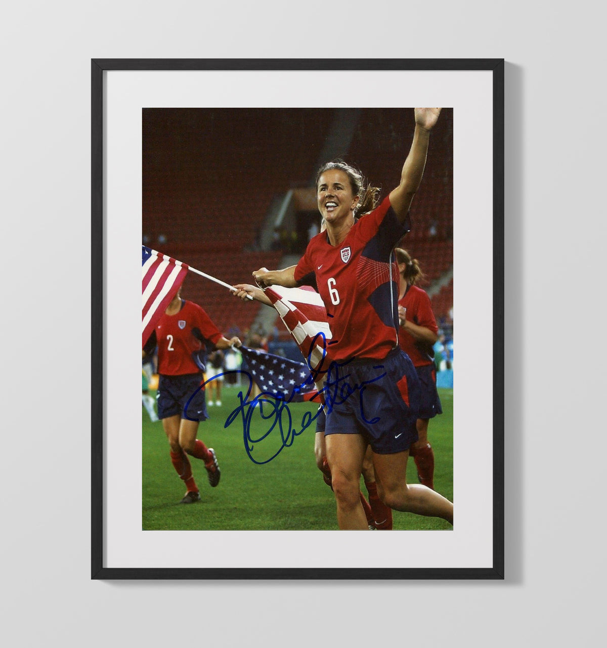 Brandi Chastain USA Victory Flag Run Celebration - Gallery Frame soccer wall art
