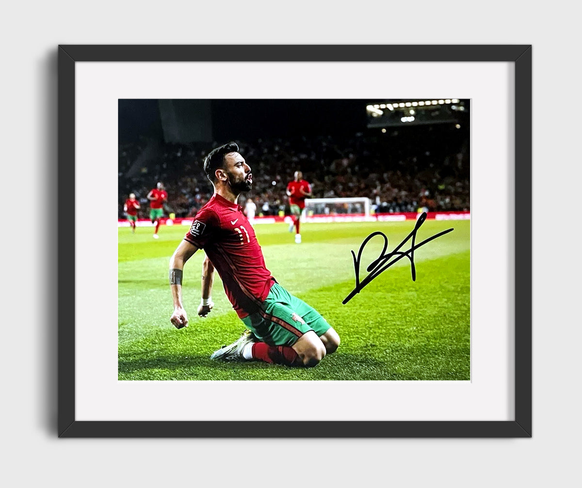 Bruno Fernandes Portugal Celebration Knee Slide Goal Moment - Gallery Frame soccer wall art