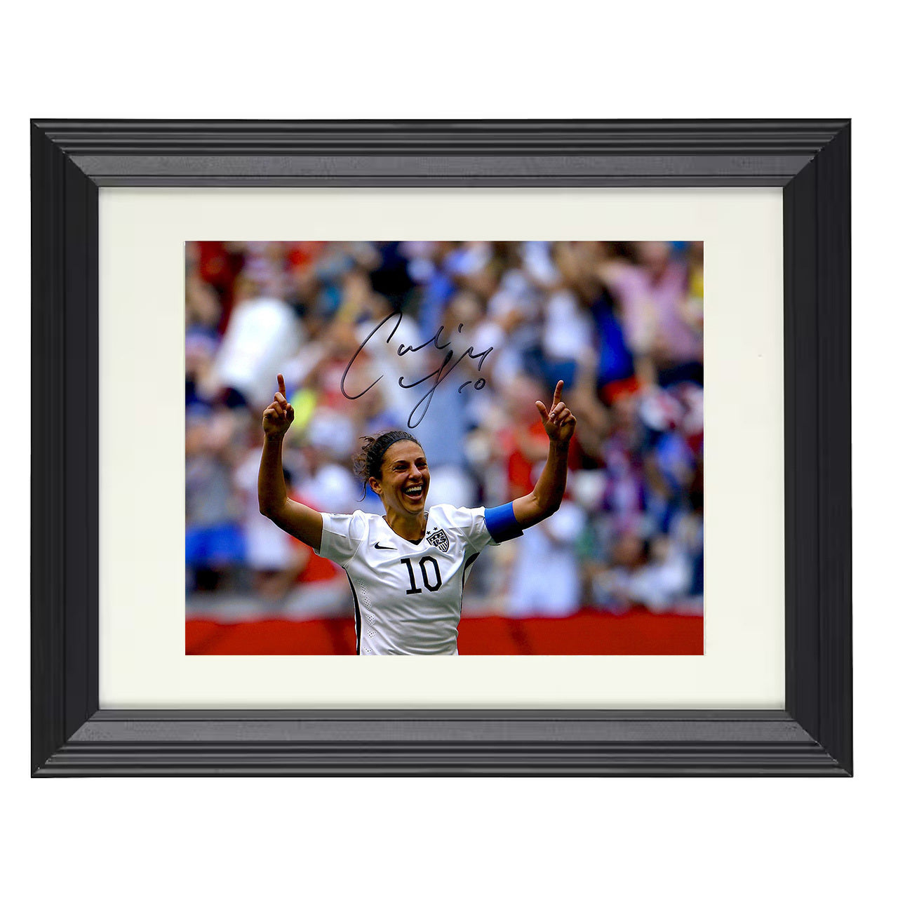Carli Lloyd – USA Celebration Skyward World Cup Moment 8x10 matted black framed soccer wall art