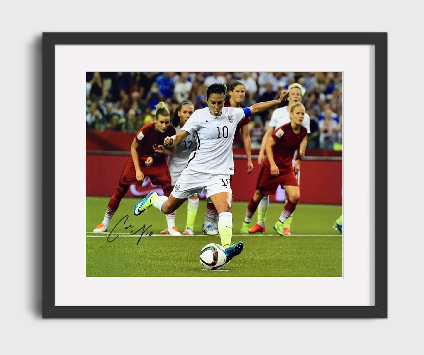Carli Lloyd USA Powerful Strike World Cup Match Action - Gallery Frame soccer wall art