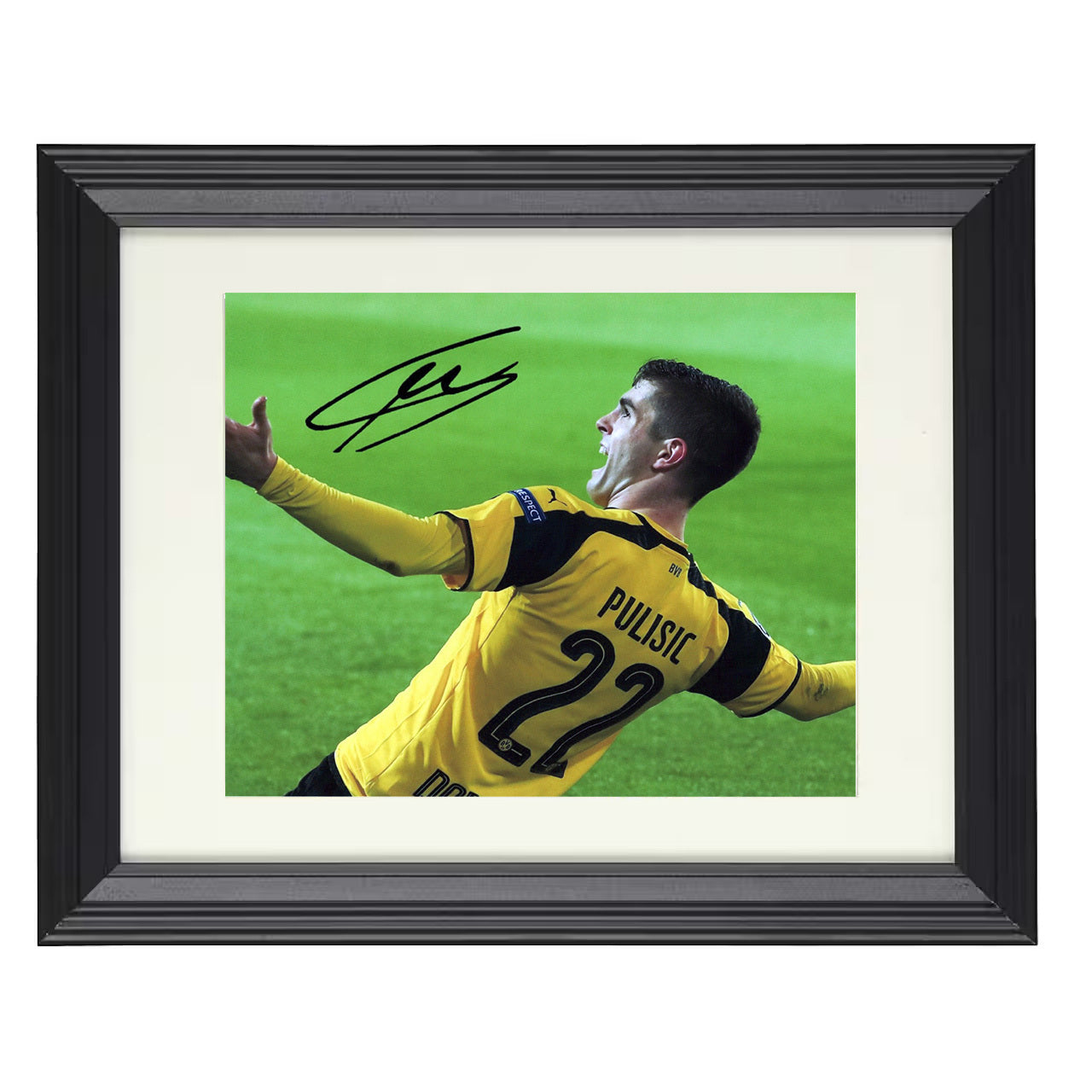 Christian Pulisic – Dortmund Celebration Crowd Moment 8x10 matted black framed soccer wall art
