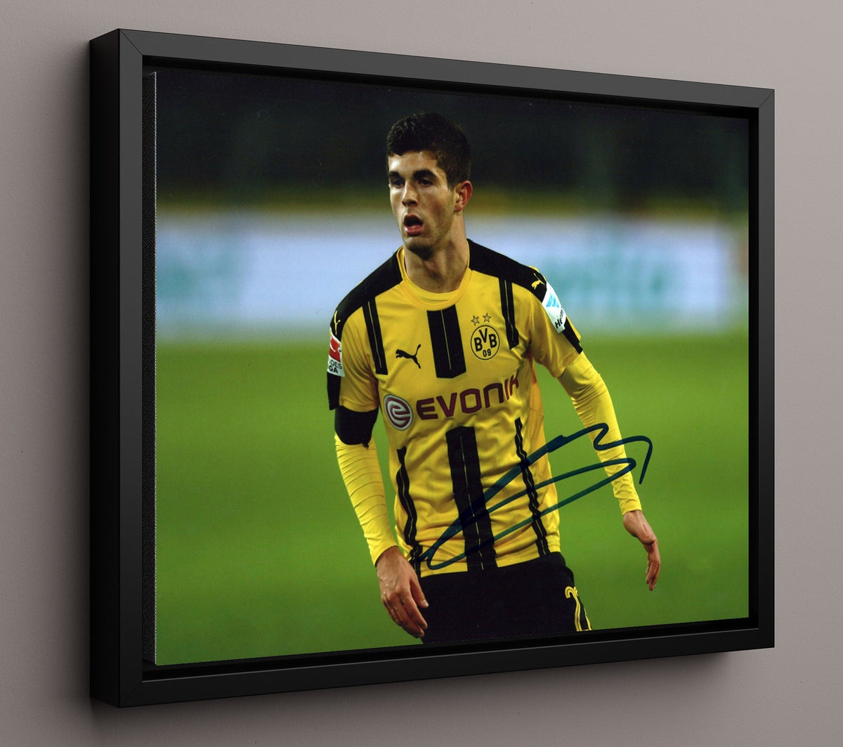 Christian Pulisic Borussia Dortmund Midfield Field General Match Action - Framed Canvas soccer wall art