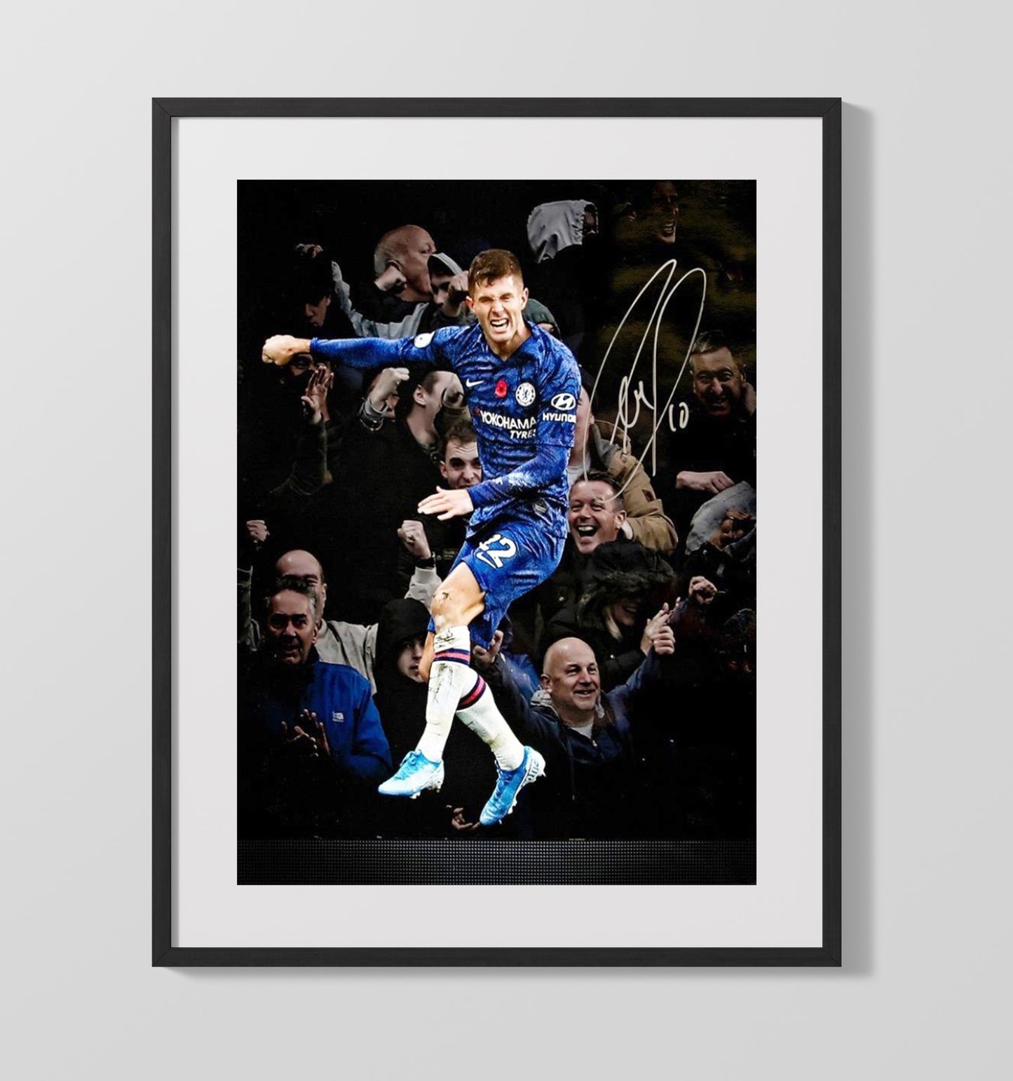 Christian Pulisic Chelsea Goal Celebration Crowd Moment - Gallery Frame soccer wall art