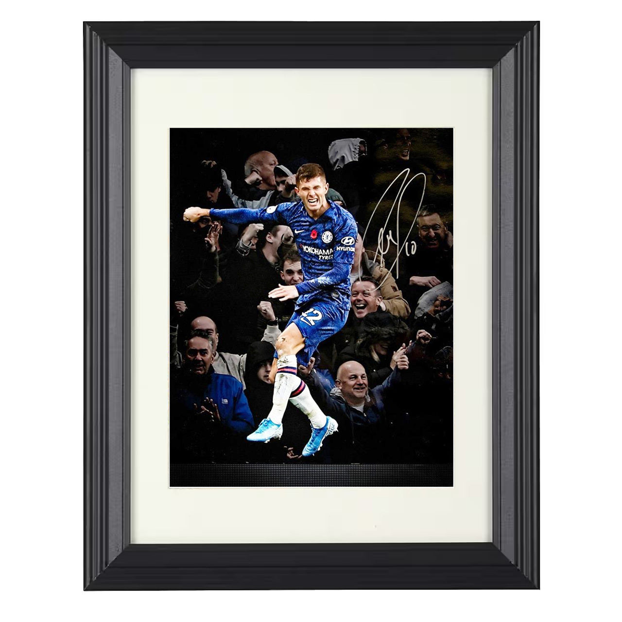 Christian Pulisic – Chelsea Celebration Crowd 8x10 matted black framed soccer wall art