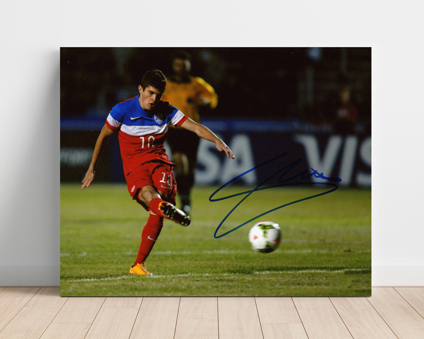 Christian Pulisic USA National Team Powerful Shot Match Action Soccer Print 16x20 Unframed Print soccer wall art print – Soccer Prints decor