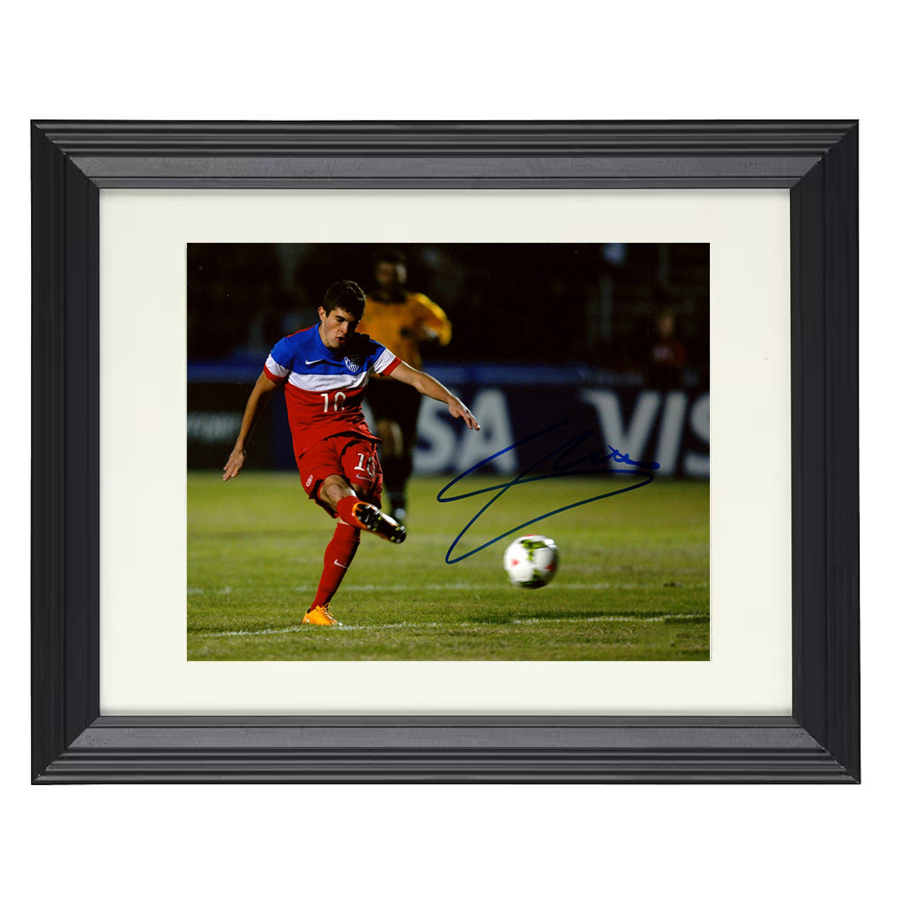 Christian Pulisic – USA Shot Action 8x10 matted black framed soccer wall art