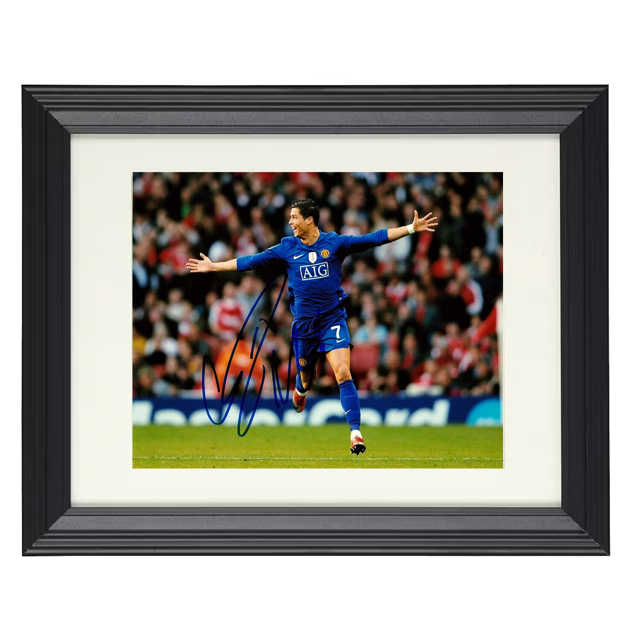 Cristiano Ronaldo – Man United Arms Wide Celebration 8x10 matted black framed soccer wall art
